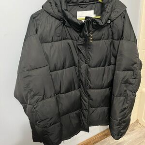 Rebecca Minkoff Charcoal Hooded Puffer Coat